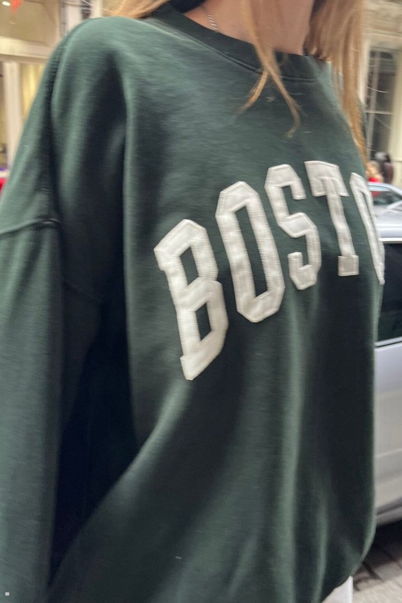 Sweatshirt Brandy Melville Erica Boston Vert Foncé | WLV-51610681